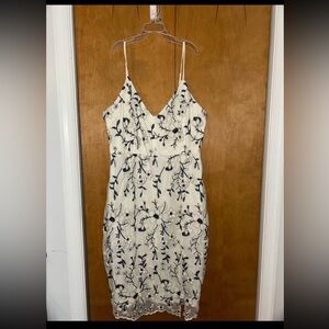 White and Blue Slip Dress with Spaghetti Straps for Wedding Guest